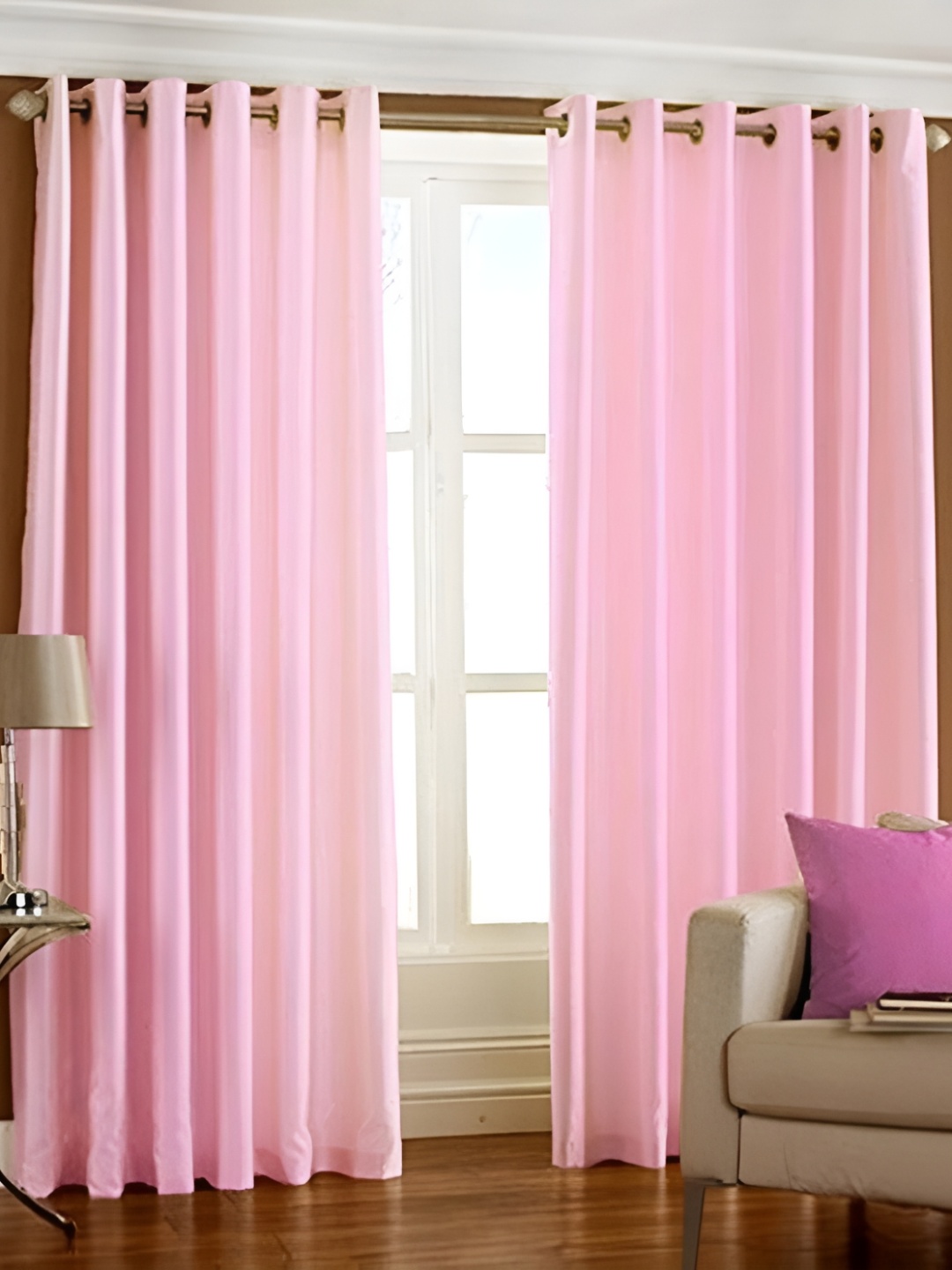 

Galaxy Home Decor Pink 2 Pcs Room Darkening Long Door Curtain