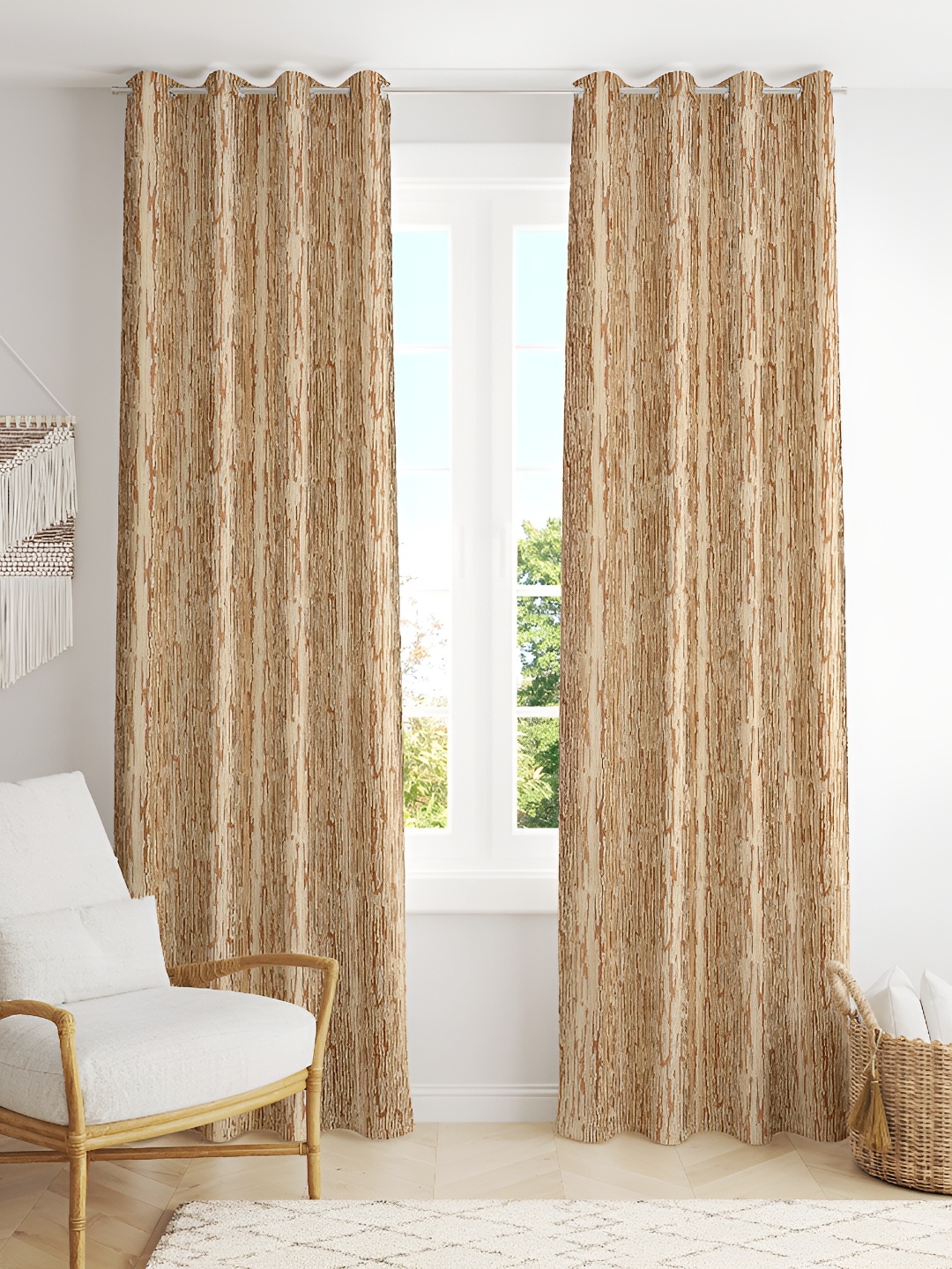 

Galaxy Home Decor Gold-Toned 2 Pcs Abstract Room Darkening Window Curtains