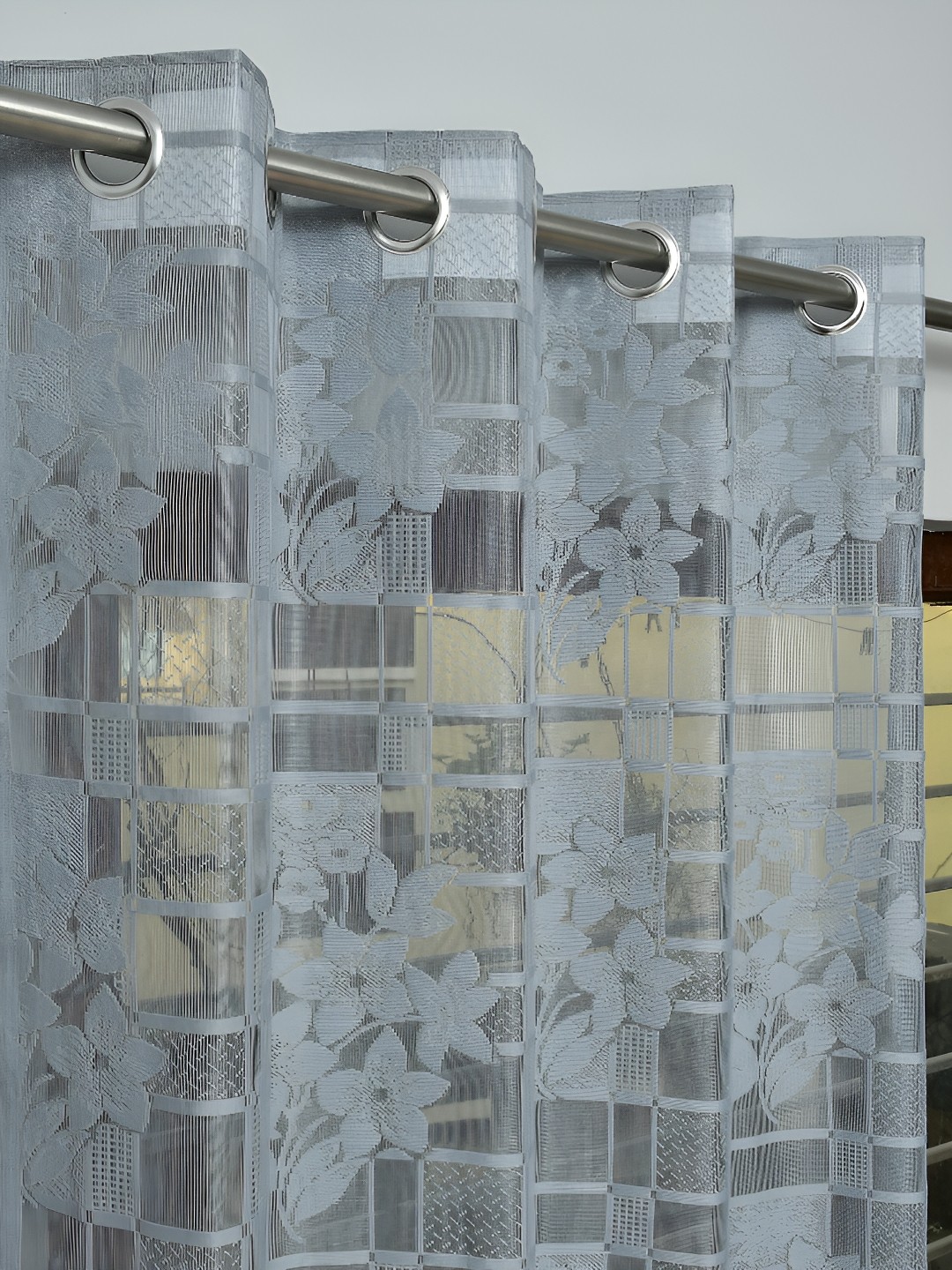 

Galaxy Home Decor Grey 2 Pieces Floral Room Darkening Window Curtain