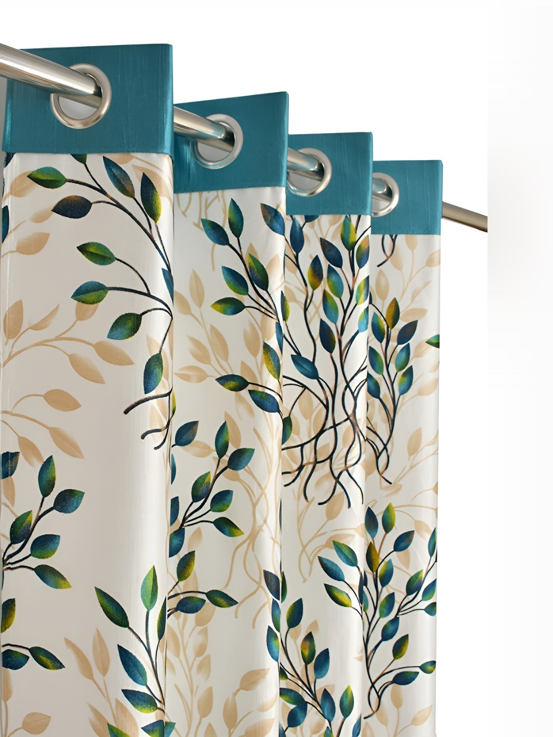 

Galaxy Home Decor Turquoise Blue 2 Pieces Floral Room Darkening Long Door Curtain