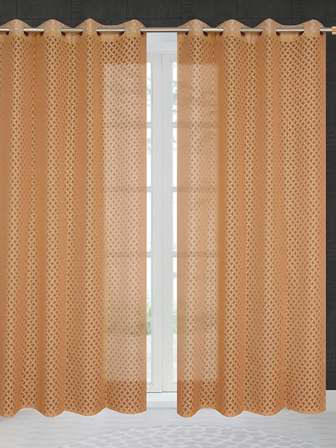 

Galaxy Home Decor Gold-Toned 2 Pieces Room Darkening Long Door Curtain