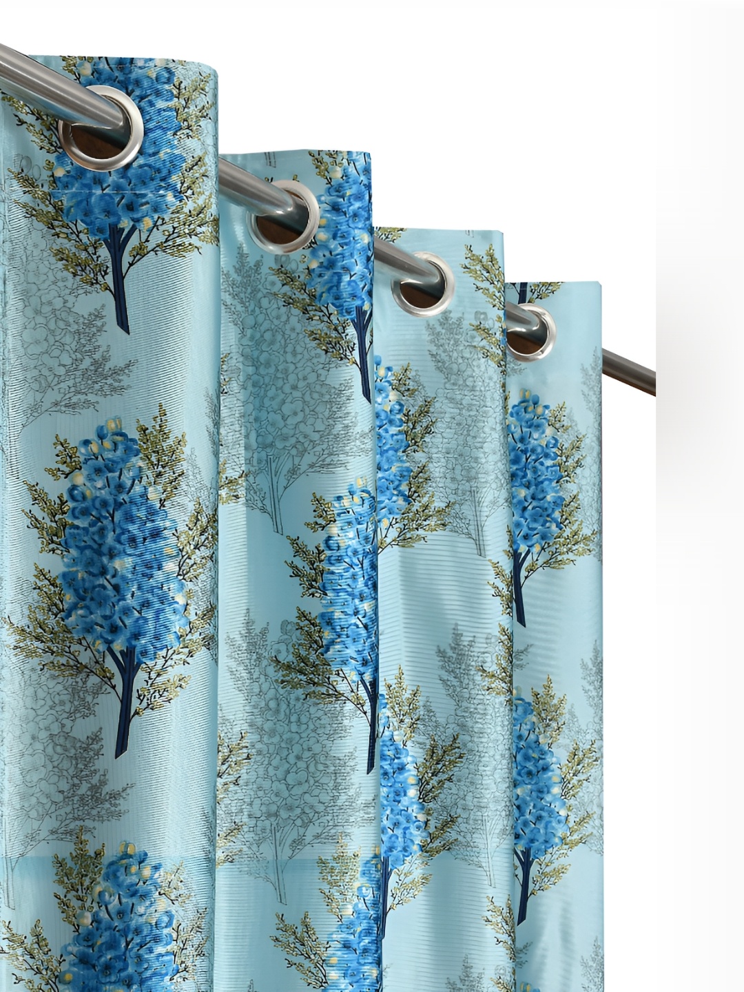 

Galaxy Home Decor Turquoise Blue 2 Pieces Floral Room Darkening Long Door Curtain