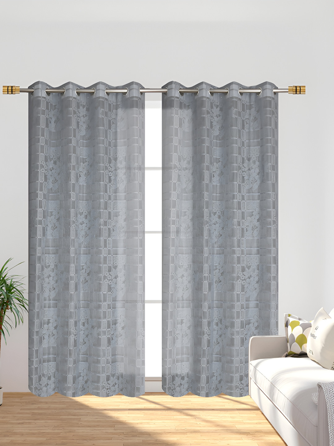 

Galaxy Home Decor Grey Floral Room Darkening Window Curtain