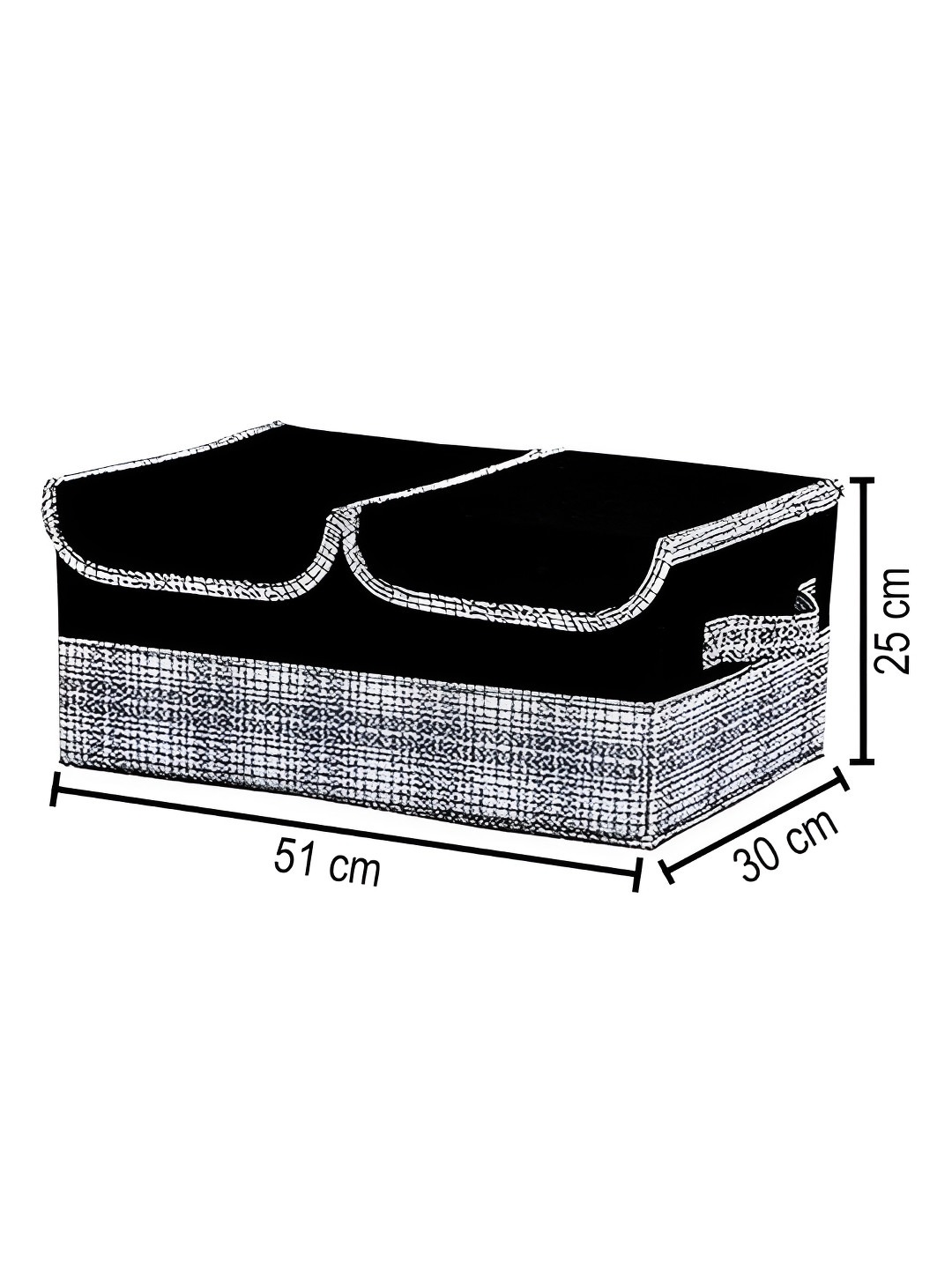 

Kuber Industries Black Printed Foldable Storage Basket With Lid