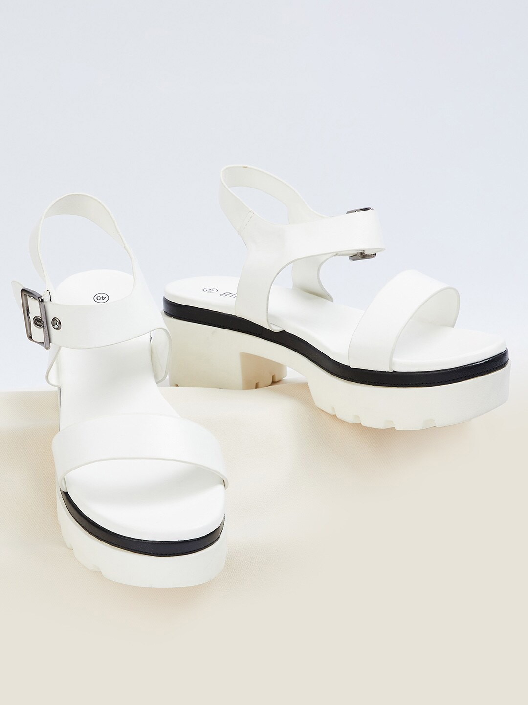 

Ginger by Lifestyle Open Toe Platform Heels, White