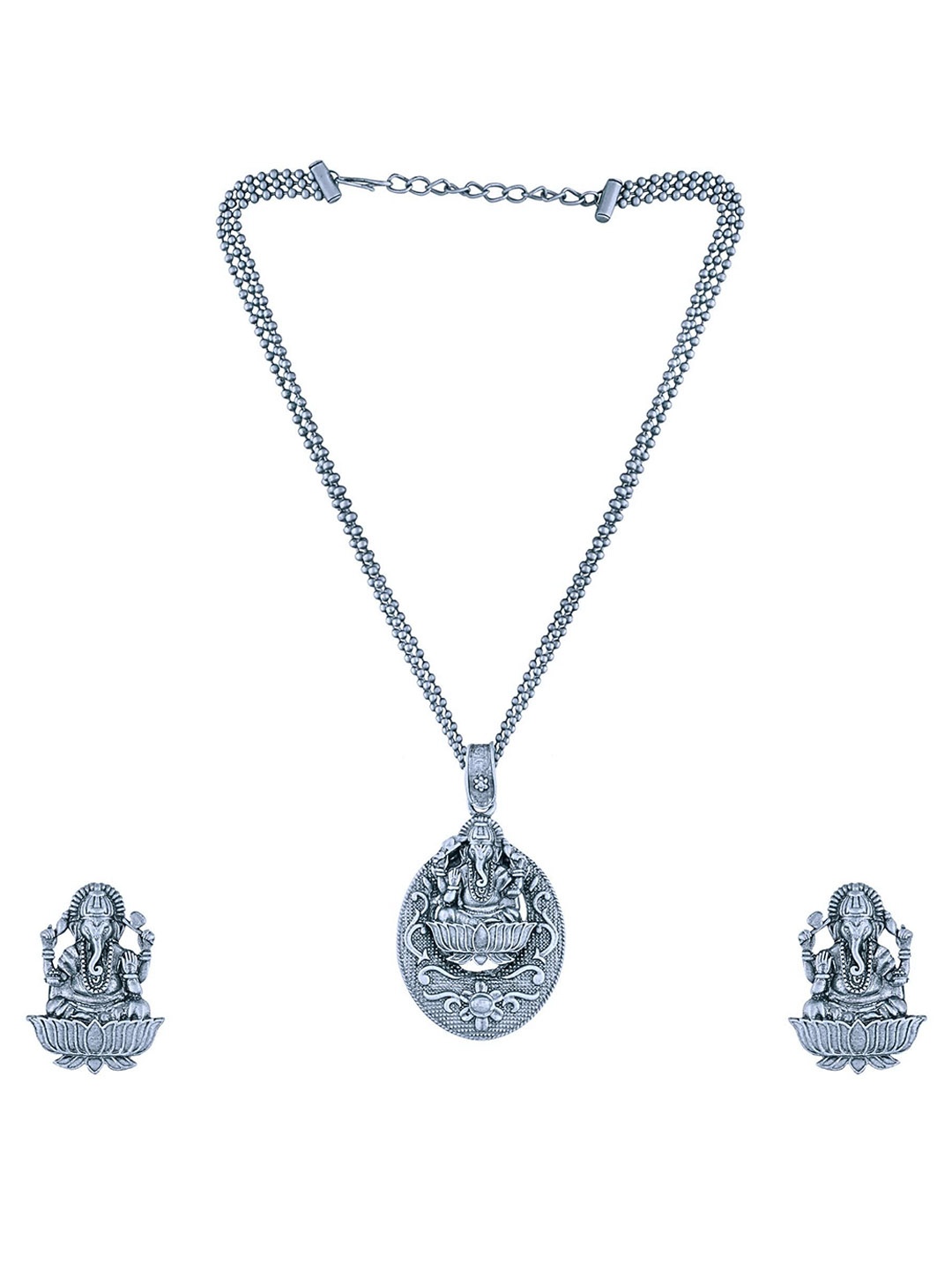 

MANSIYAORANGE Silver-Plated Oxidized Jewellery Set