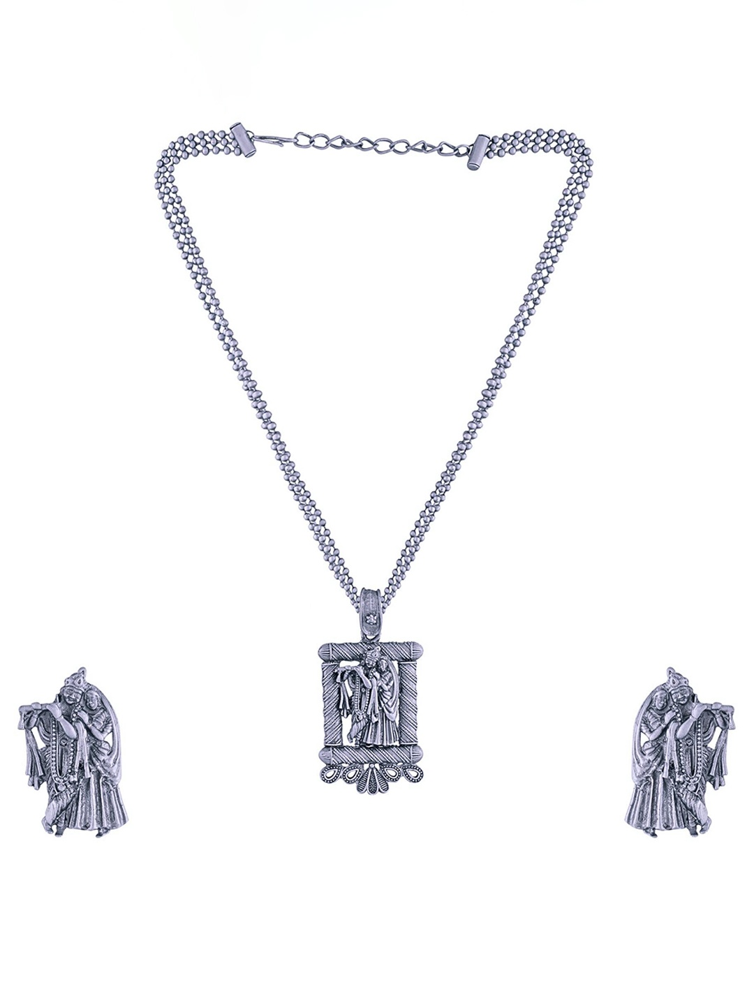 

MANSIYAORANGE Silver Plated Oxidized Jewellery Set