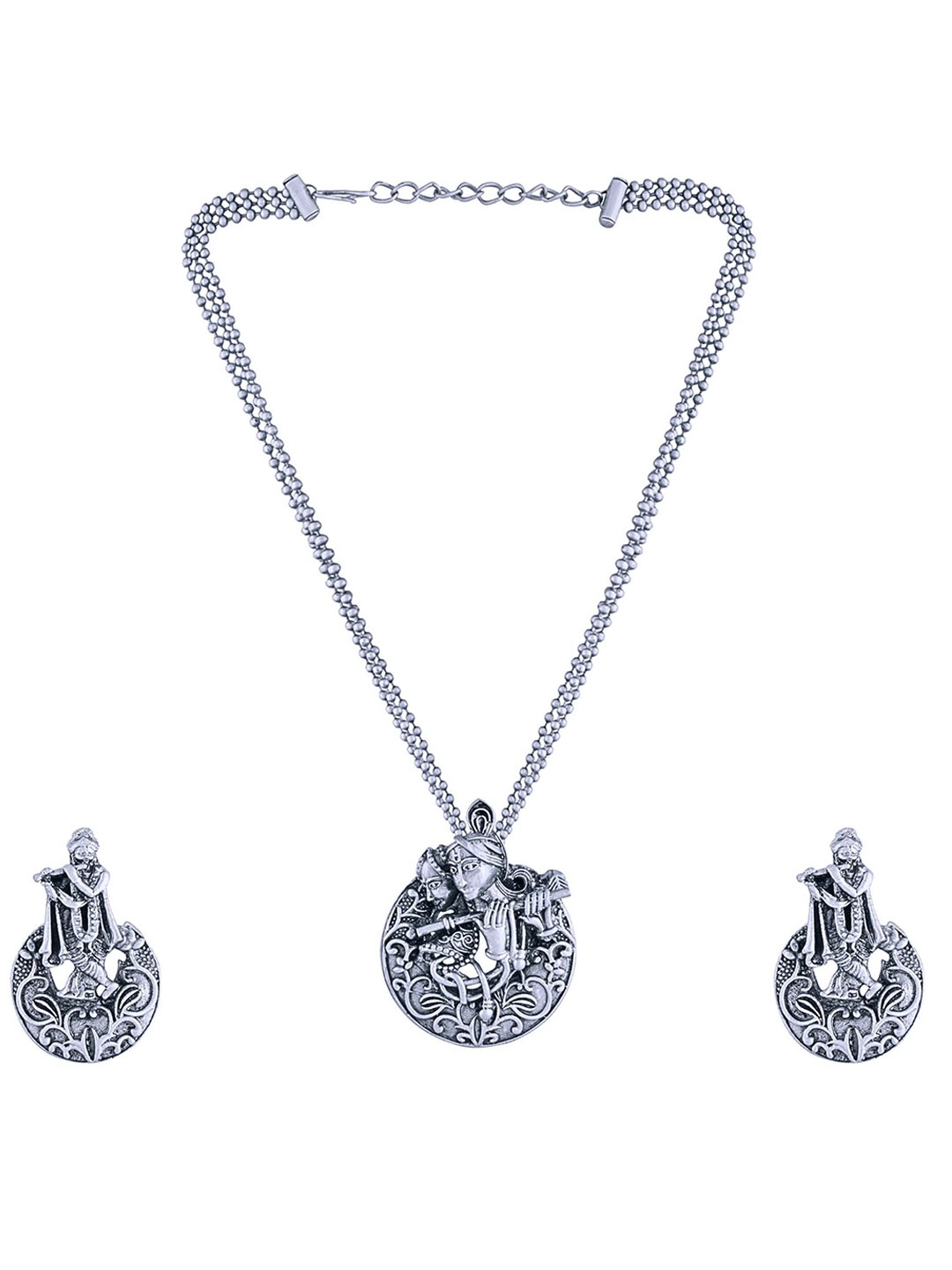 

MANSIYAORANGE Silver Plated Oxidized Jewellery Set