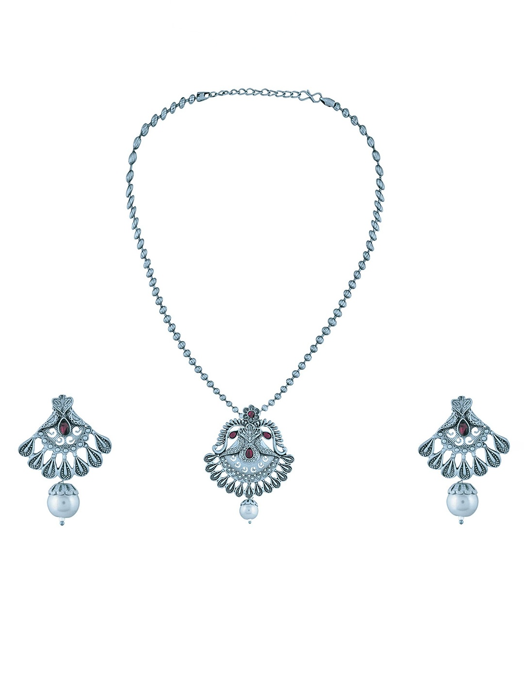 

MANSIYAORANGE Silver Plated Oxidized Jewellery Set