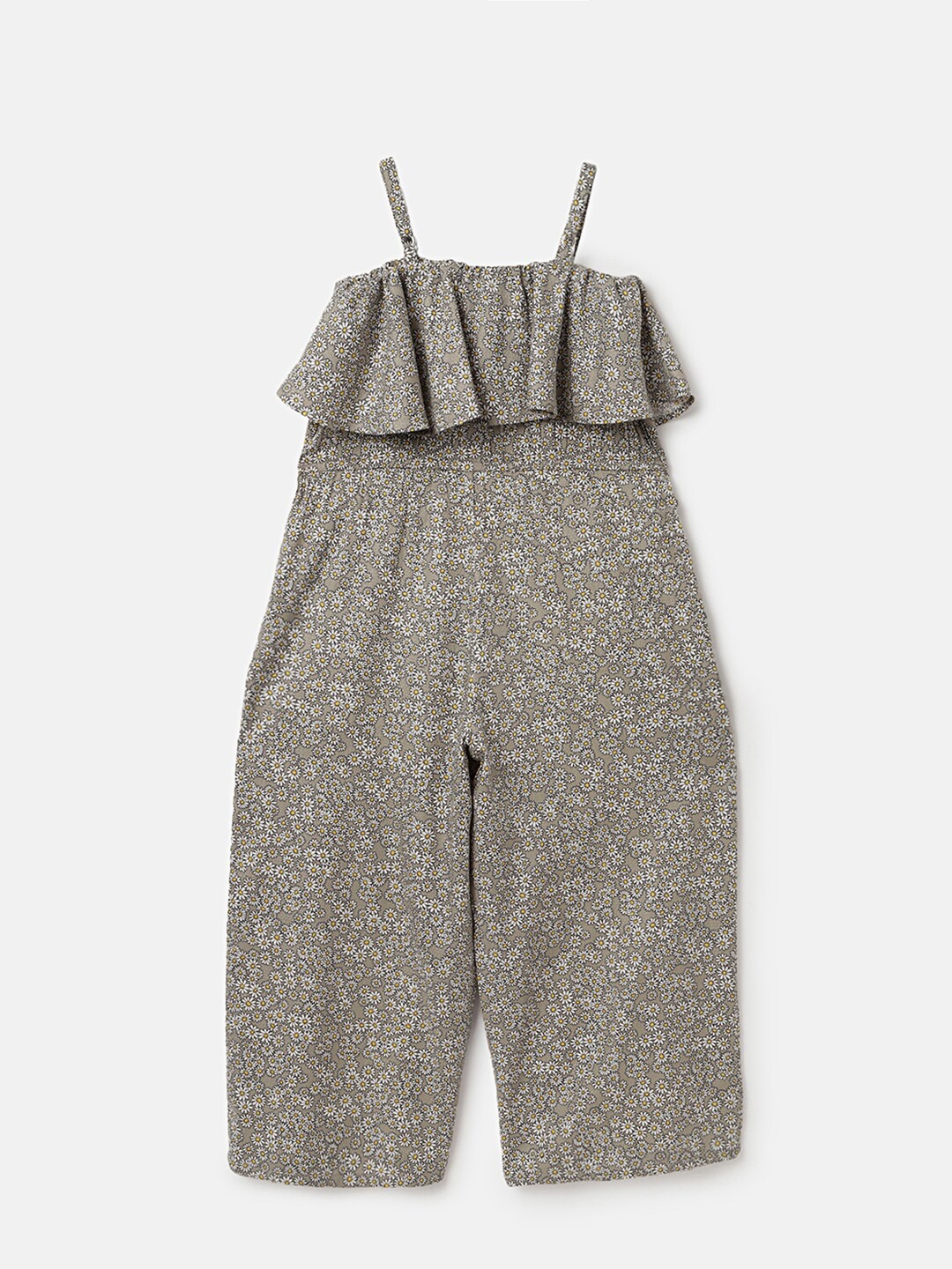 

United Colors of Benetton Girls Printed Cotton Basic Jumpsuit, Grey