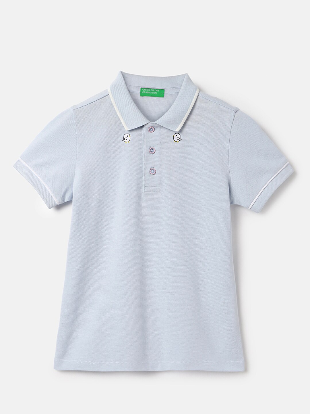 United Colors of Benetton Boys Polo Collar Pure Cotton T-shirt, Blue