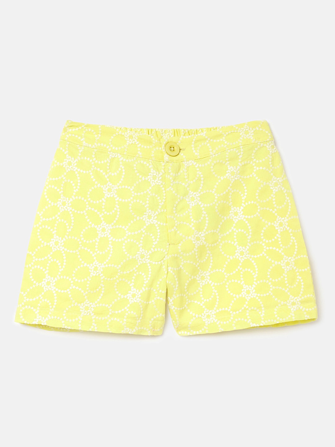 

United Colors of Benetton Girls Floral Printed Pure Cotton Shorts, Yellow