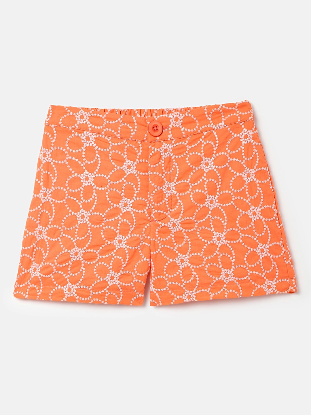

United Colors of Benetton Girls Floral Embroidered Shorts, Orange