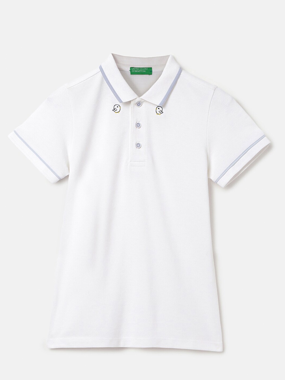 United Colors of Benetton Boys Polo Collar Pure Cotton T-shirt, White