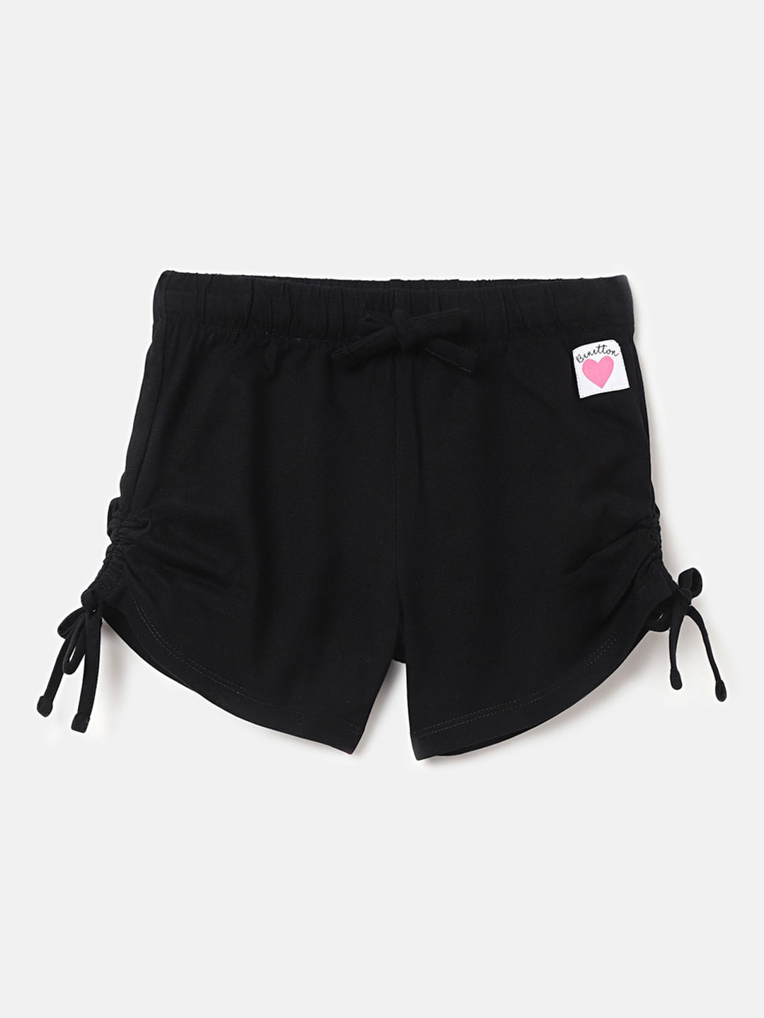 

United Colors of Benetton Girls Mid-Rise Pure Cotton Shorts, Black