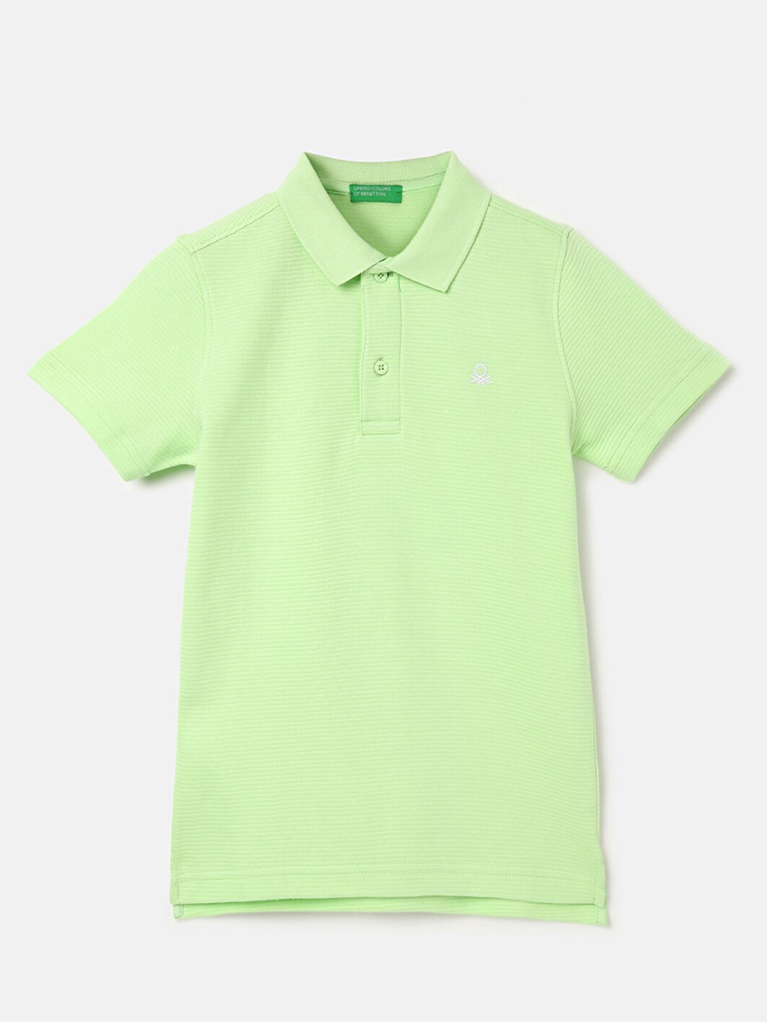 United Colors of Benetton Boys Polo Collar Pure Cotton T-shirt, Green