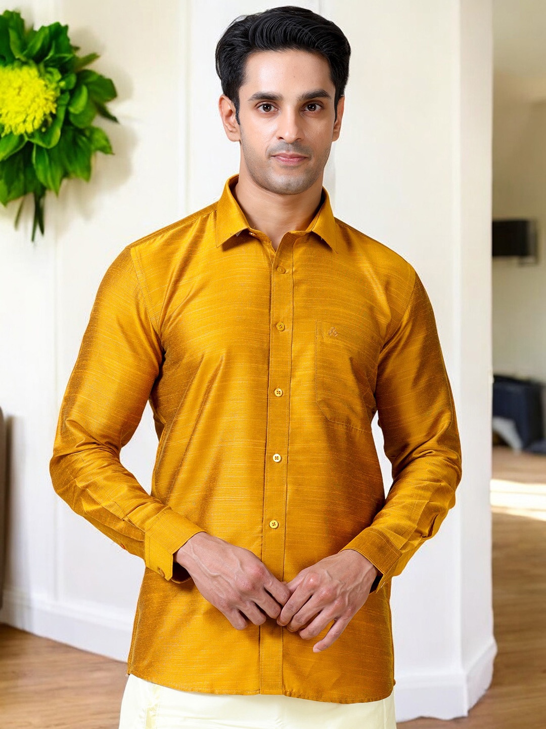 

TATTVA Classic Slim Fit Long Sleeves Ethnic Shirt, Copper