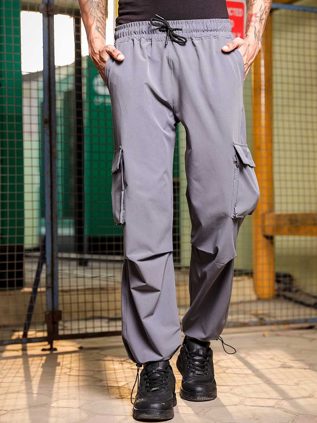 

House of Koala Unisex Baggy Fit Parachute Cargo Trousers, Grey