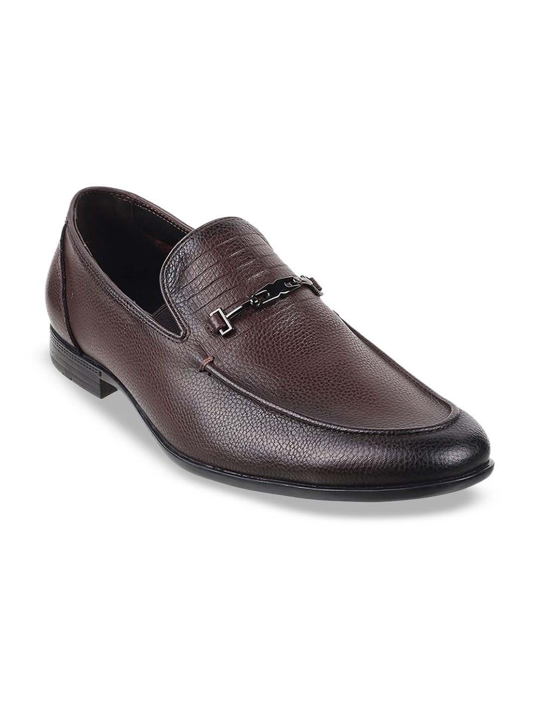 

J.FONTINI Men Textured Leather Loafers Shoes, Brown