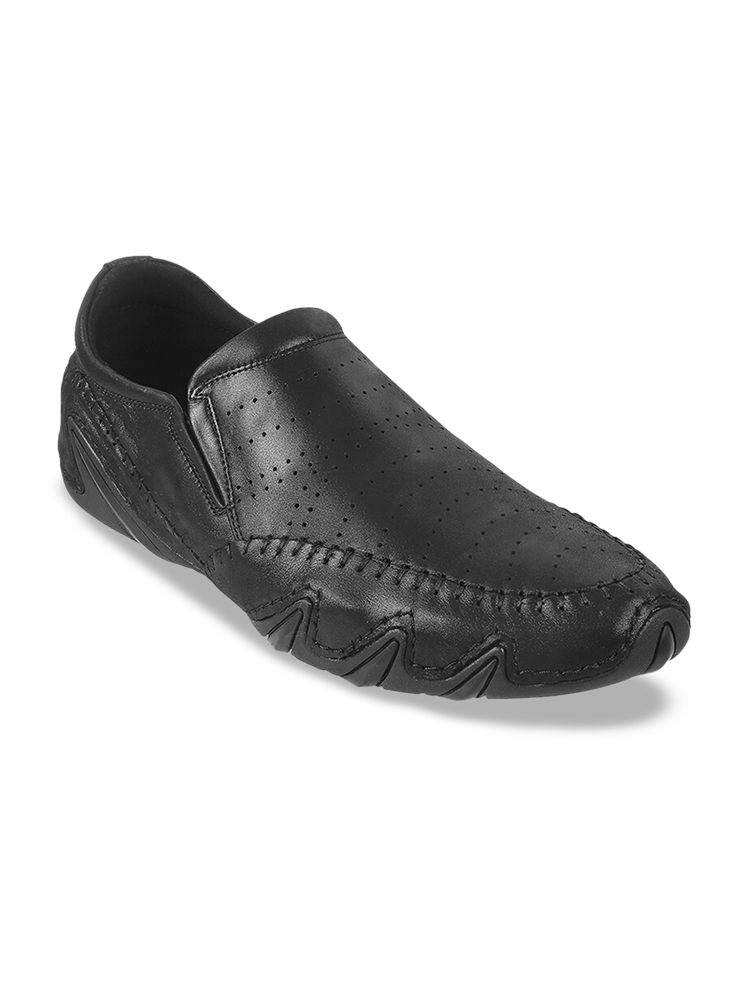 

J.FONTINI Men Textured Formal Loafers, Black