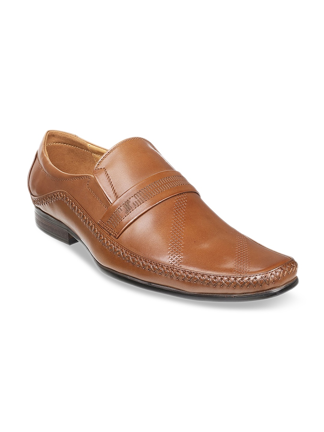 

J.FONTINI Men Textured Leather Formal Loafers, Tan