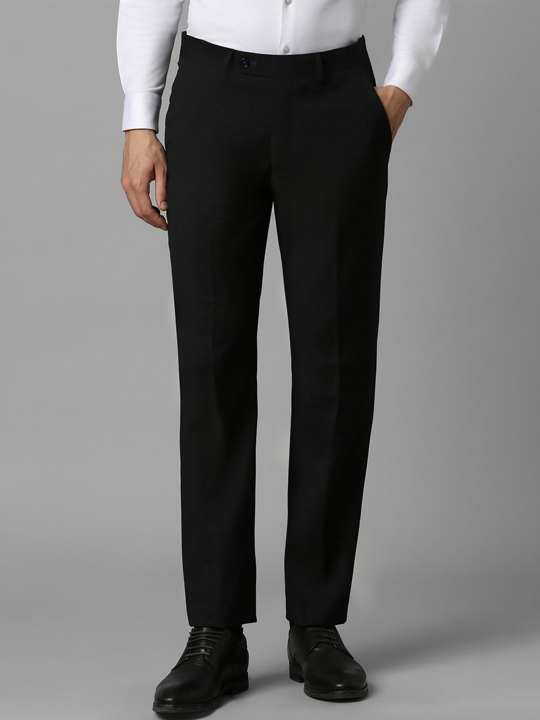 

Luxure by Louis Philippe Men Slim Fit Mid-Rise Flat-Front Formal Trousers, Black