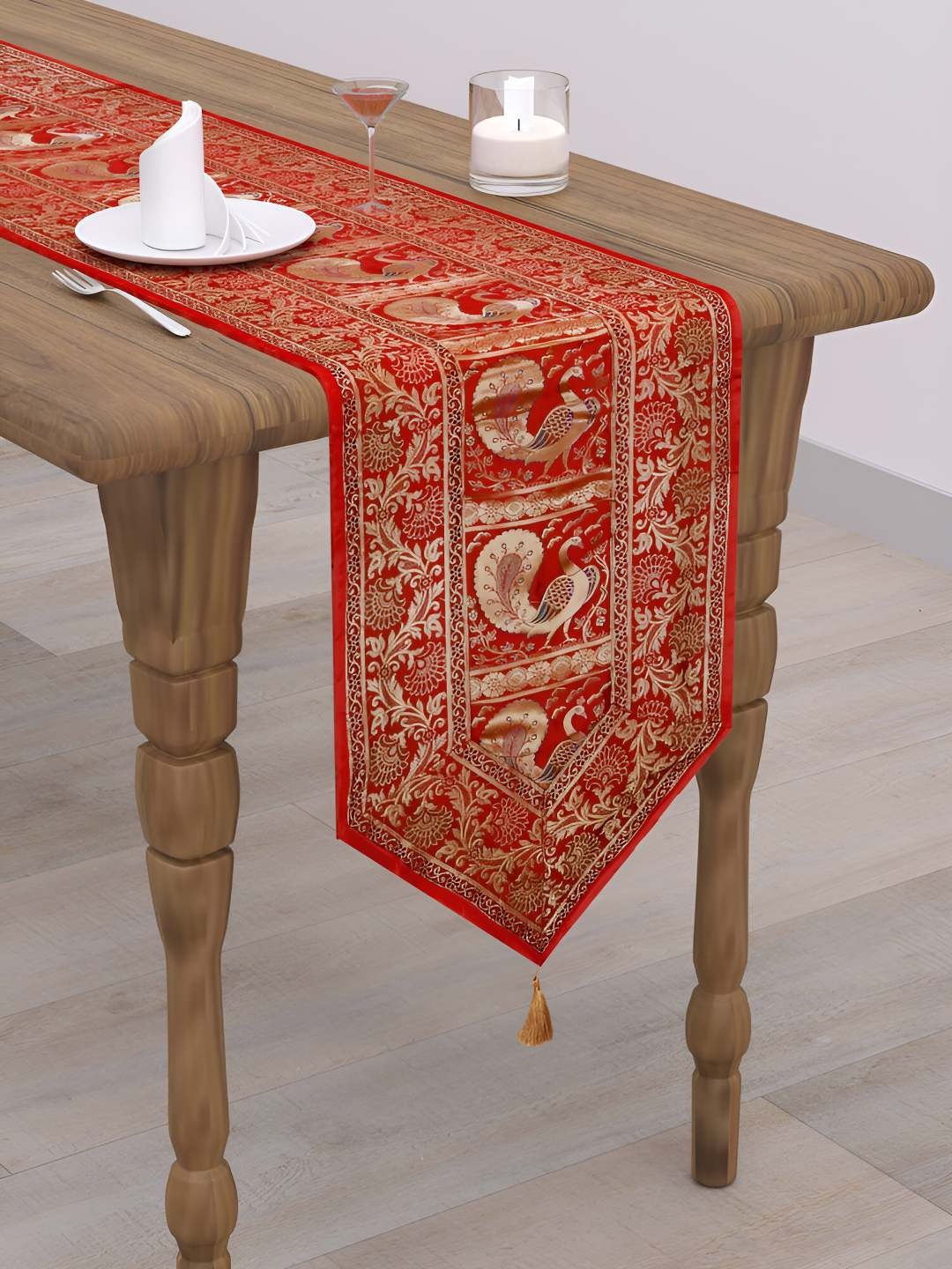 

E-Ezra Maroon and GoldToned Embellished Table Runners