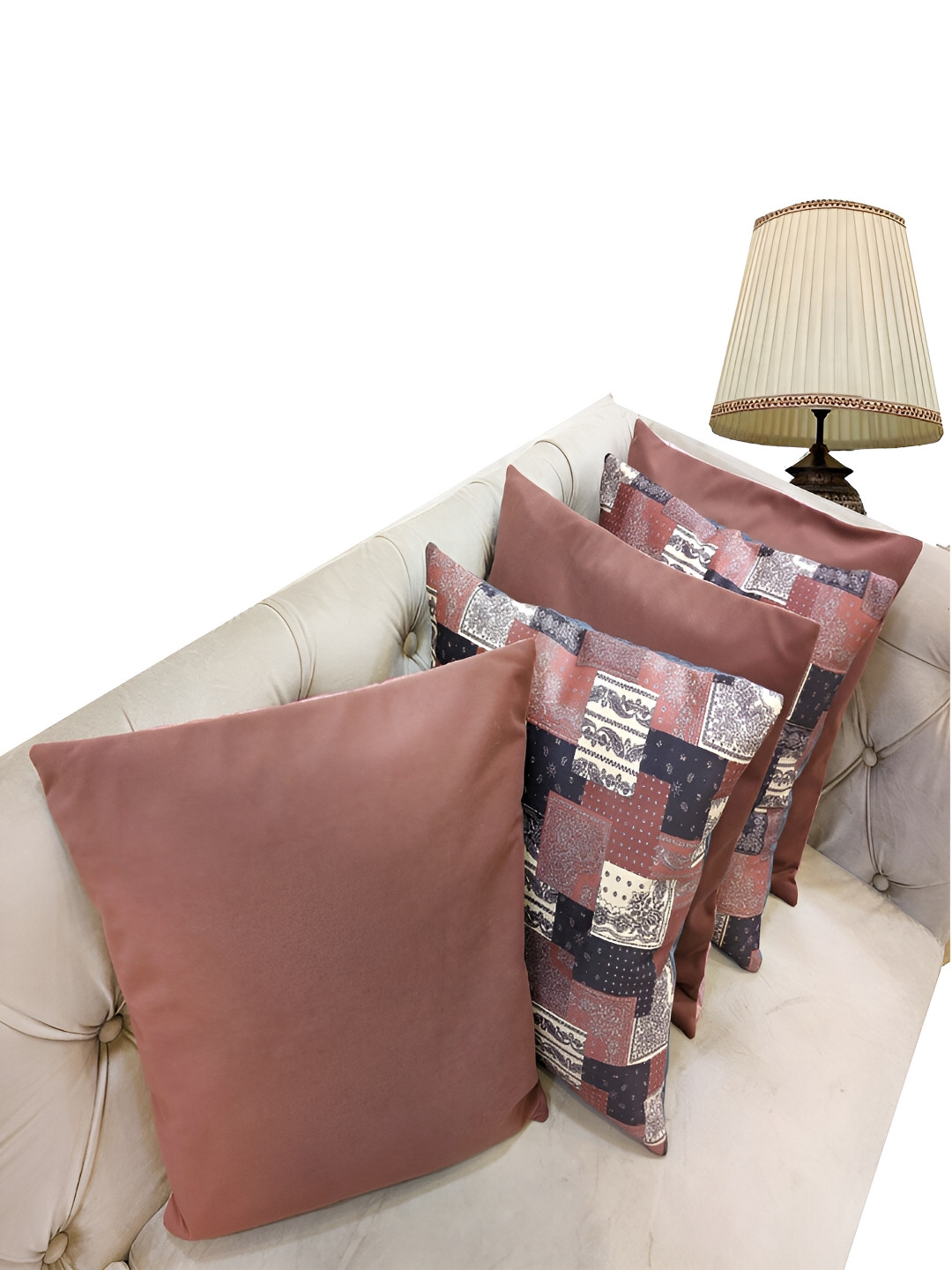 

Good Vibes Pink & White 5 Pieces Ethnic Motifs Velvet Square Cushion Covers