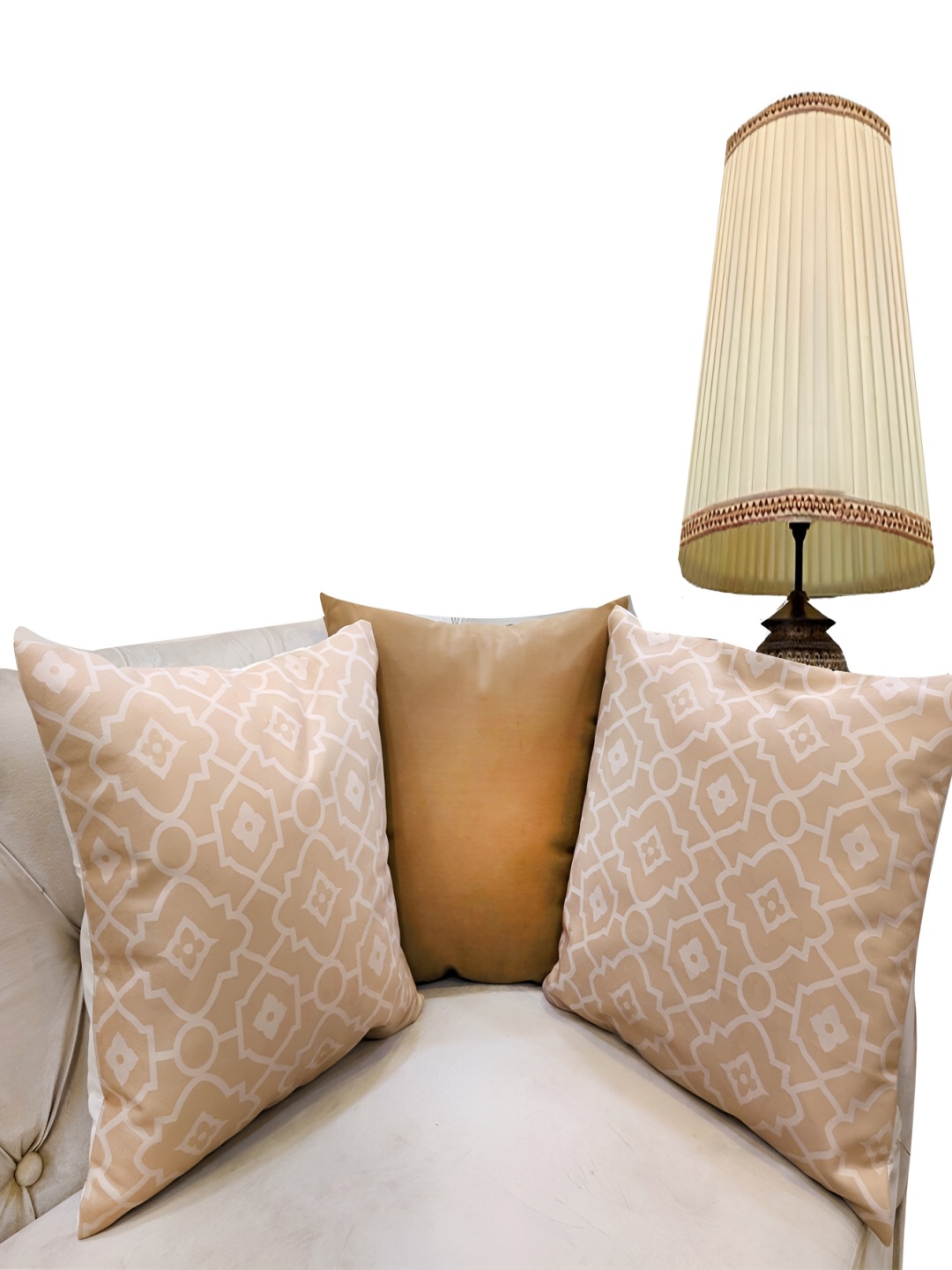 

Good Vibes Brown & White 3 Pieces Ethnic Motifs Velvet Square Cushion Covers