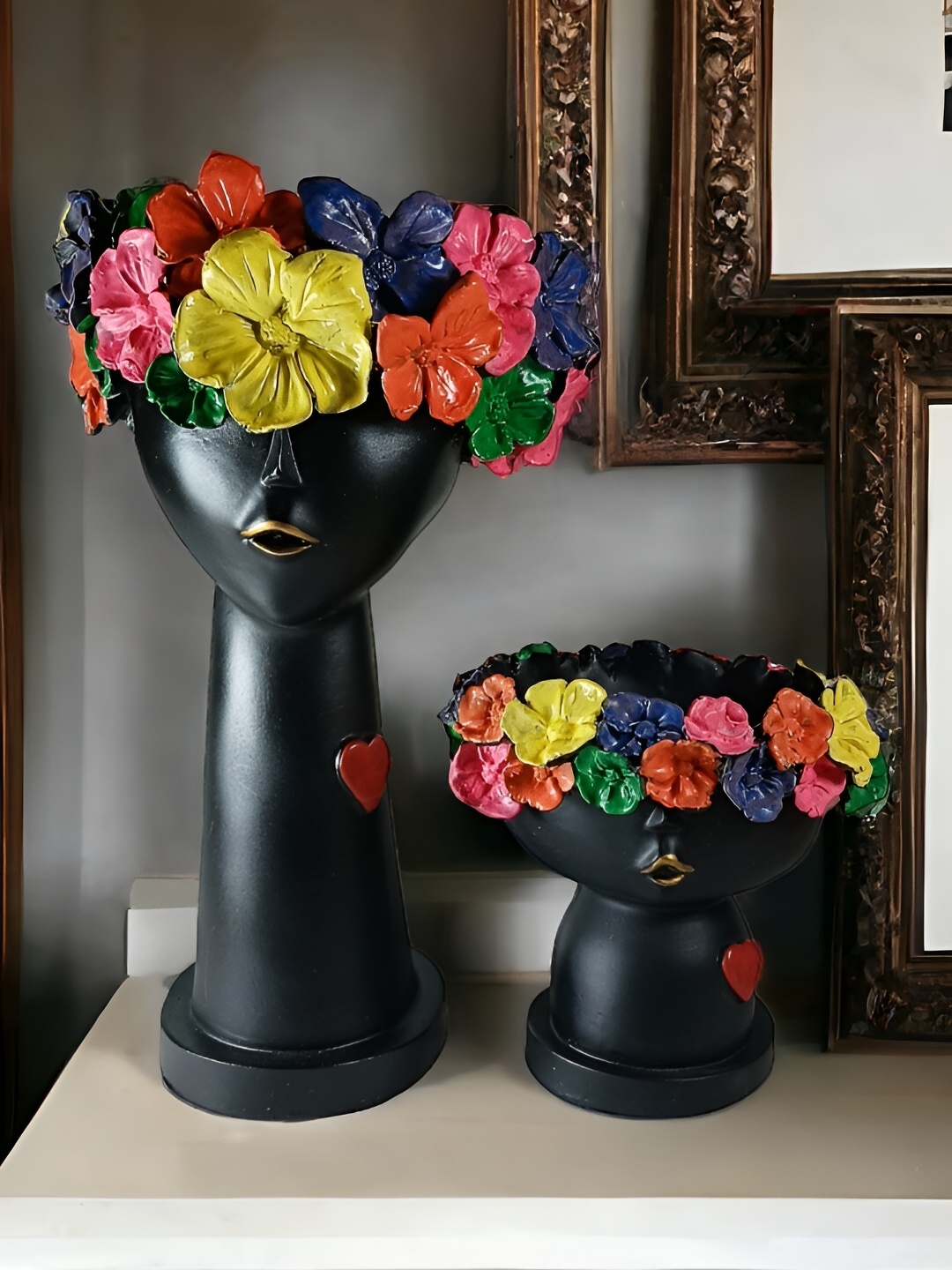 

SANKALAN CREATIONS Black & Pink 2 Pieces Figurine Showpiece