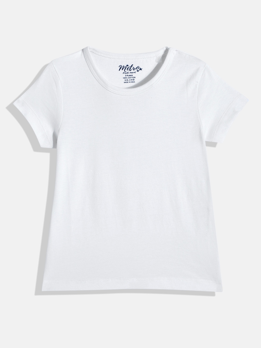 

METRO KIDS COMPANY Girls Solid T-shirt, White
