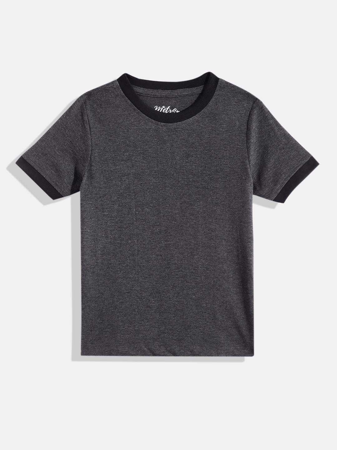 

METRO KIDS COMPANY Boys Solid T-shirt, Charcoal