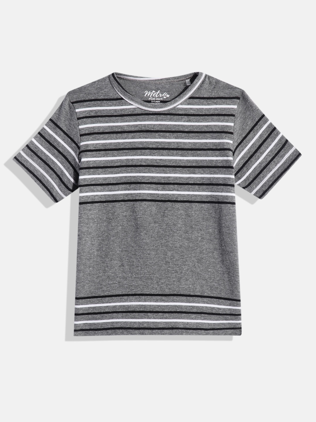 

METRO KIDS COMPANY Boys Striped T-shirt, Charcoal