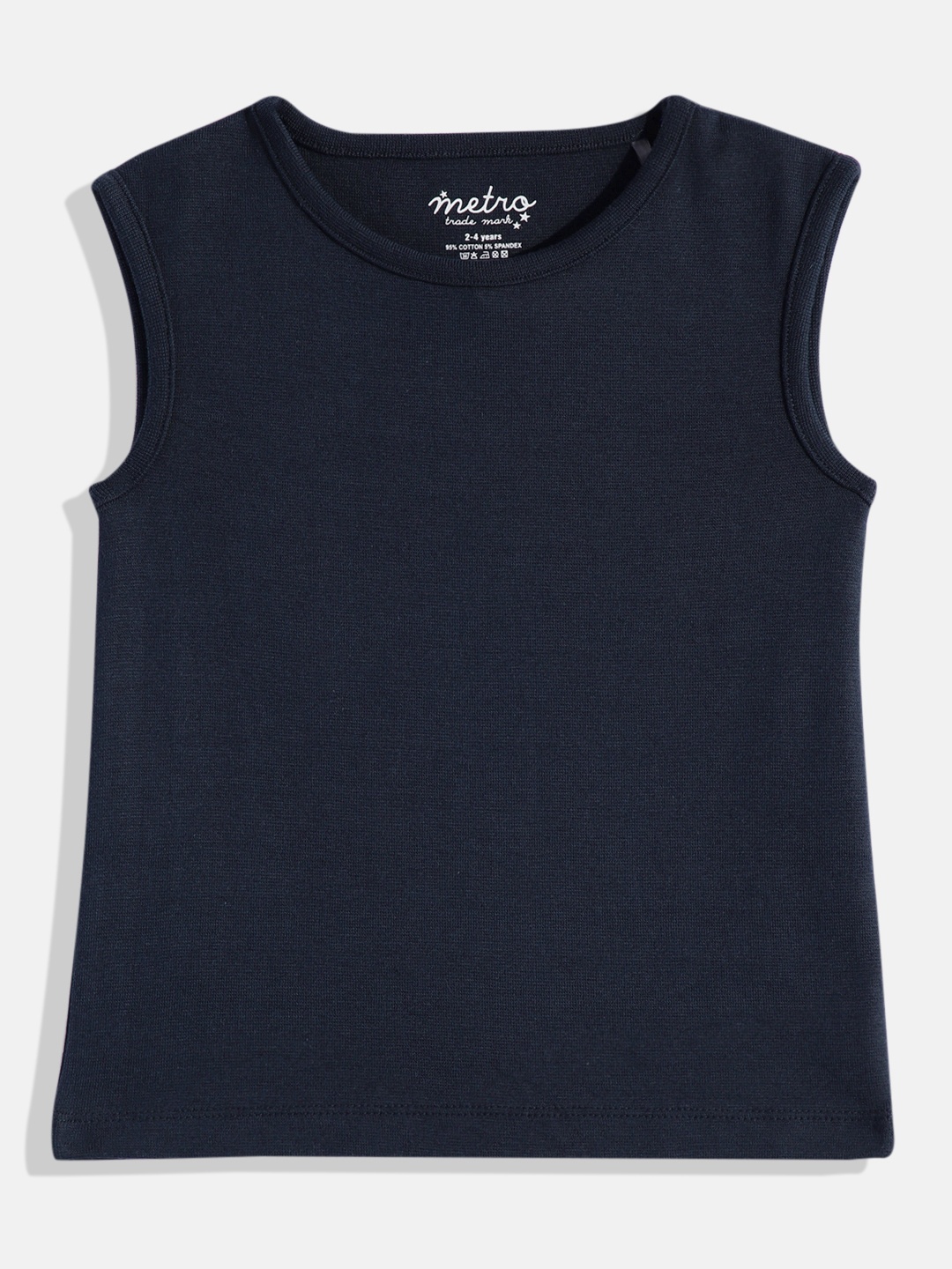 

METRO KIDS COMPANY Girls Indigo Pure Cotton T-shirt, Navy blue