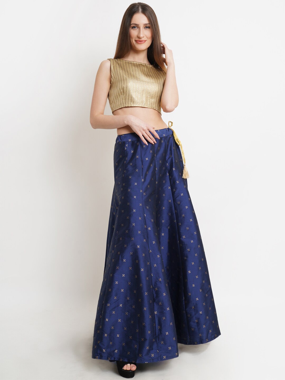 

Purple State Semi-Stitched Lehenga Choli, Navy blue