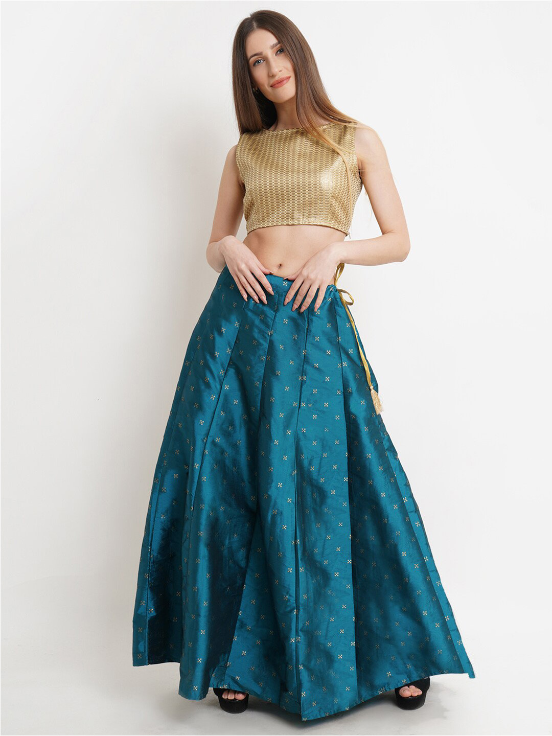 

Purple State Ready to Wear Foil Printed Lehenga Choli, Teal