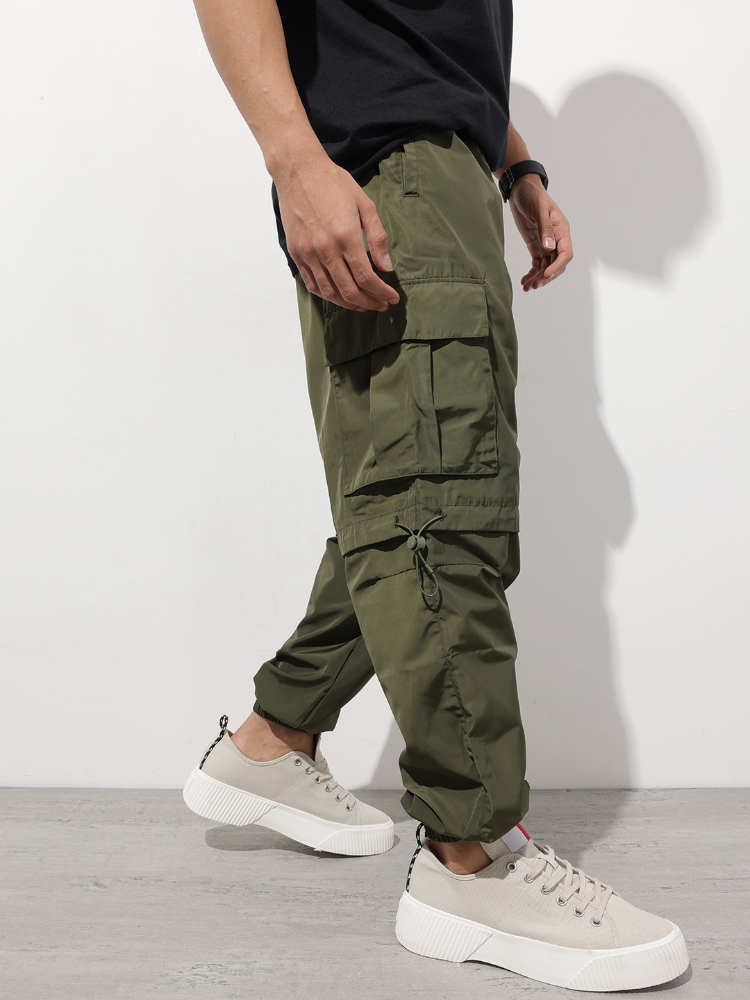 

Kook N Keech Convertible Play Baggy Parachute Cargo Joggers, Olive
