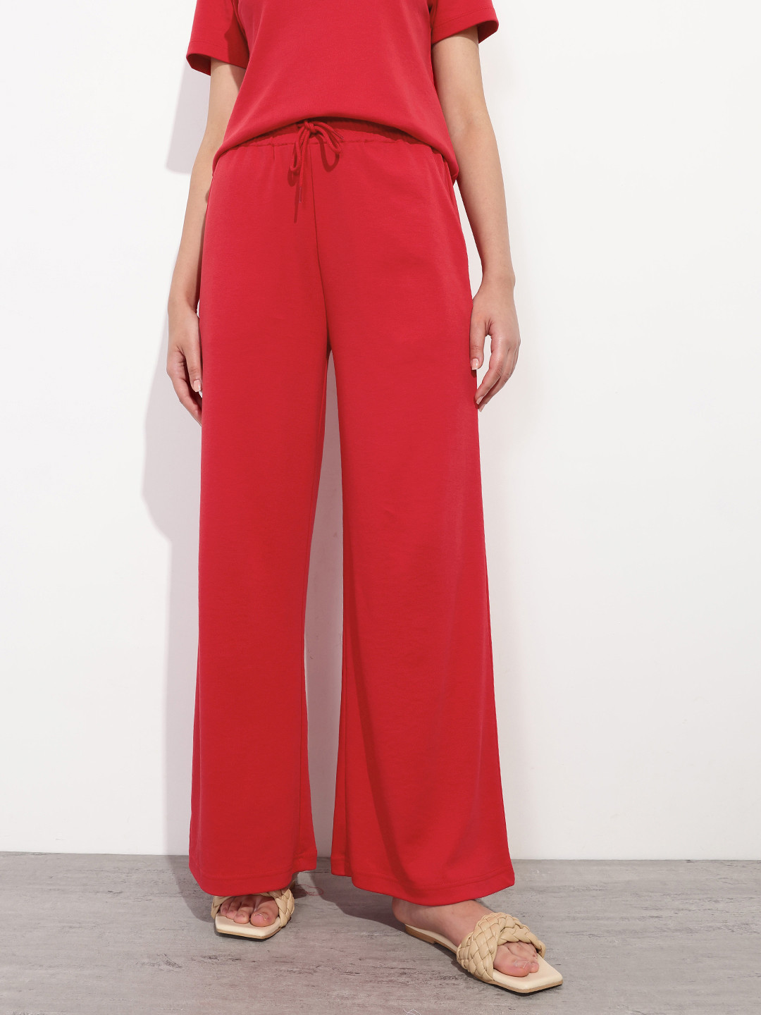 

DressBerry Women Casually Cool Wide Leg Trousers, Red
