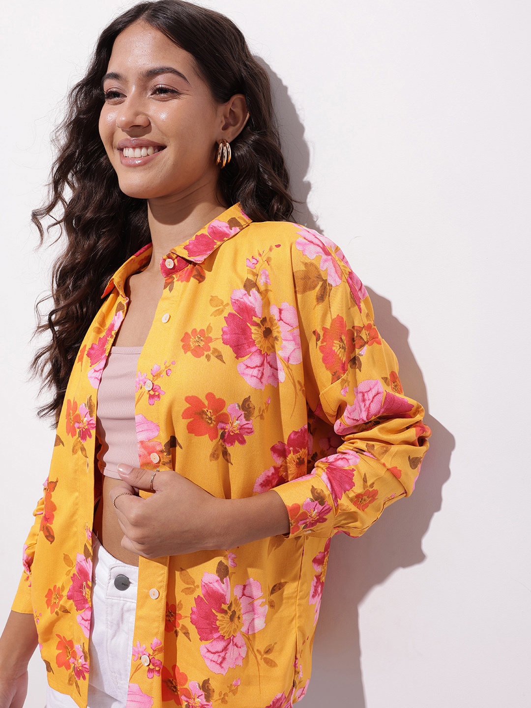 

DressBerry Summer in Bloom Floral Shirt, Mustard