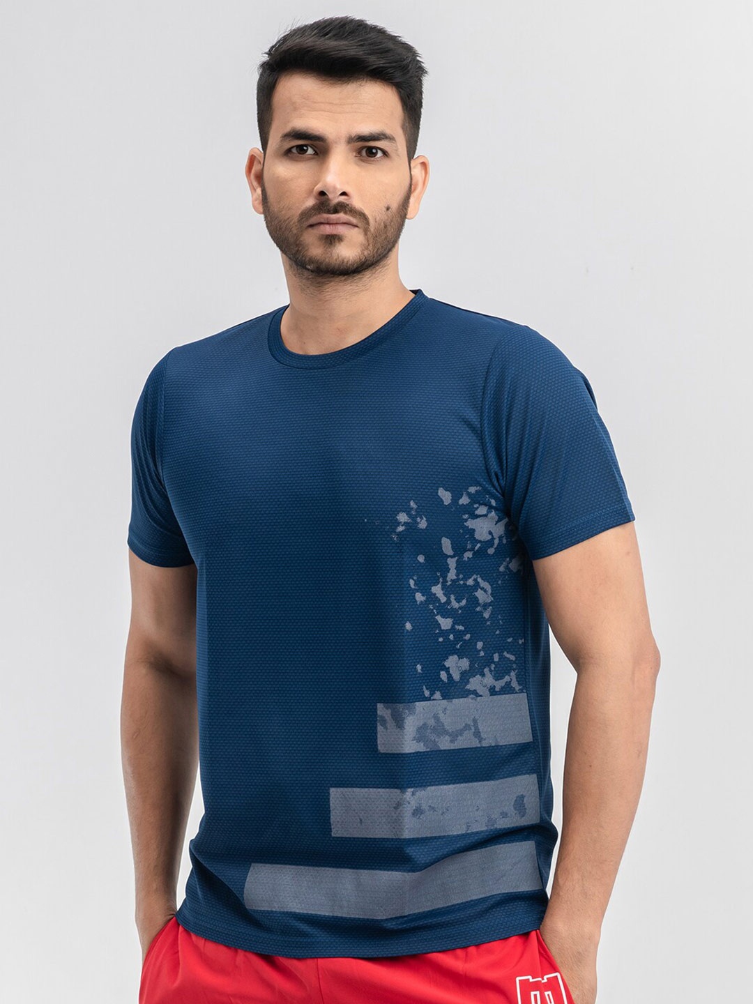 

DRYP EVOLUT Abstract Printed Rapid-Dry T-shirt, Navy blue