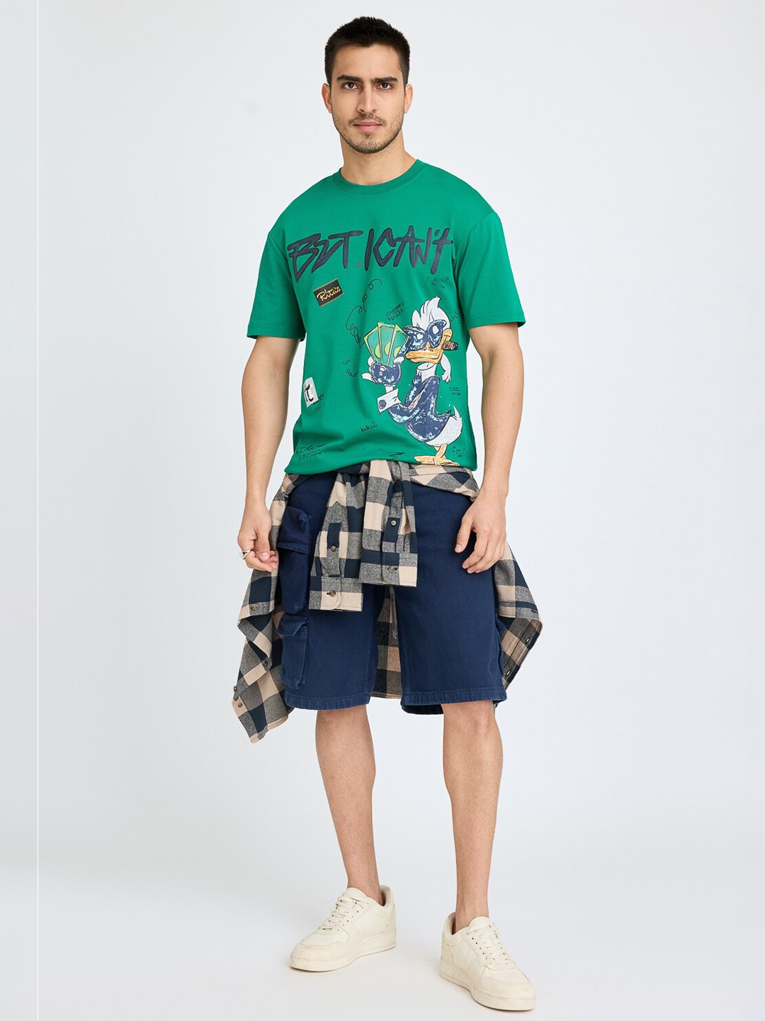 

FREAKINS Donald Duck Printed Oversized T-shirt, Green