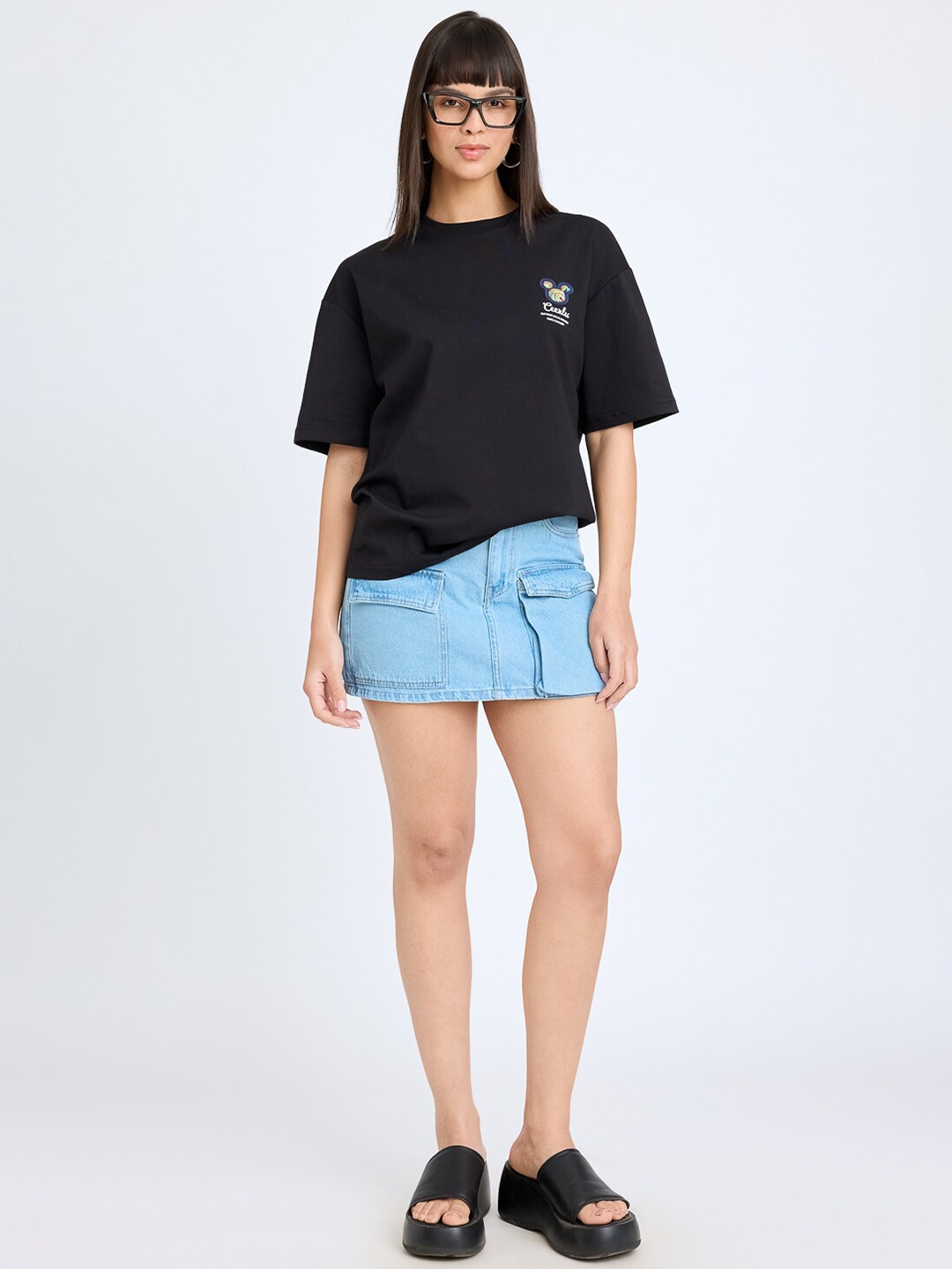 

FREAKINS Women Black Printed T-shirt