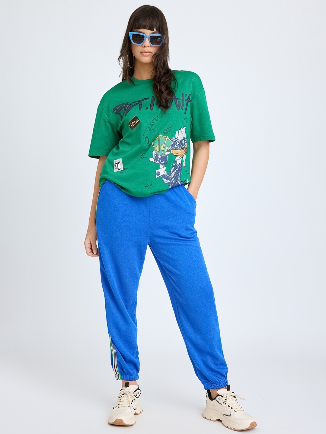 

FREAKINS Donald Duck Printed Oversized T-shirt, Green