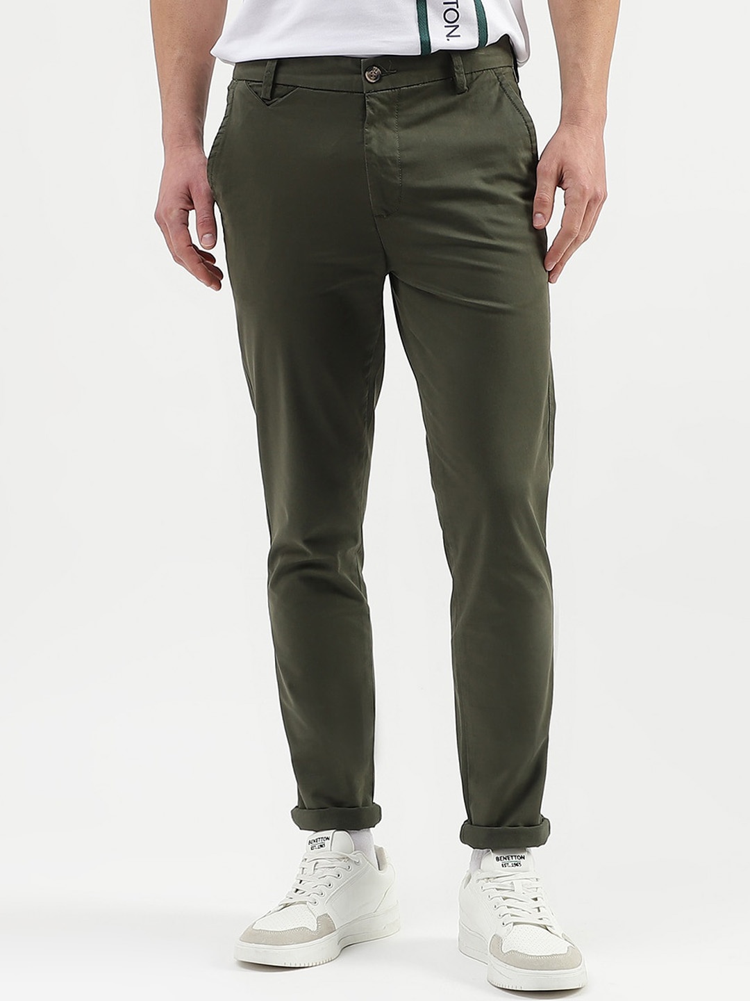 United Colors of Benetton Men Slim Fit Chinos, Green