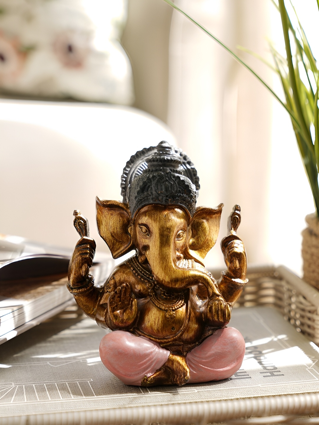 

Pure Home and Living Pink Ganesha Religious Small Figurine Showpiece