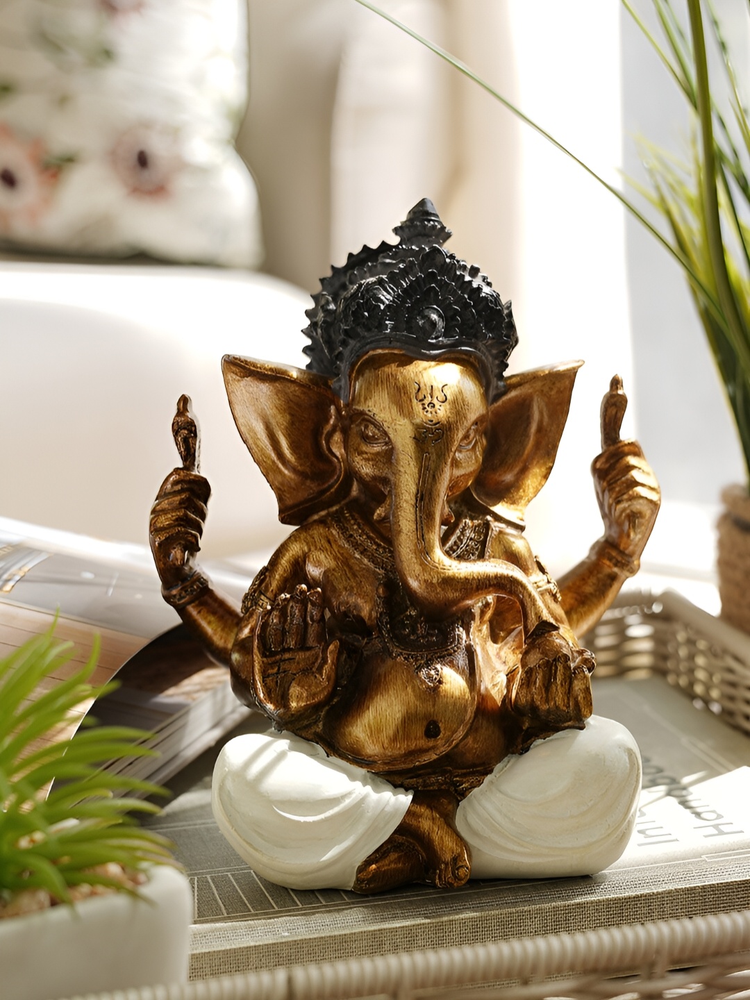 

Pure Home and Living White Ganesha Religious Small Figurine Showpiece