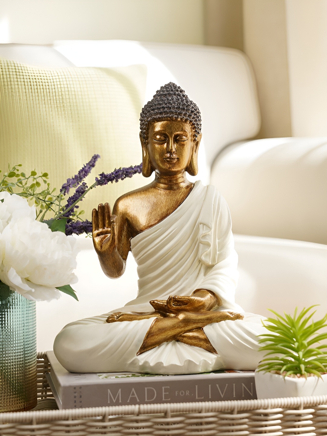 

Pure Home and Living White Buddha Figurine Showpiece
