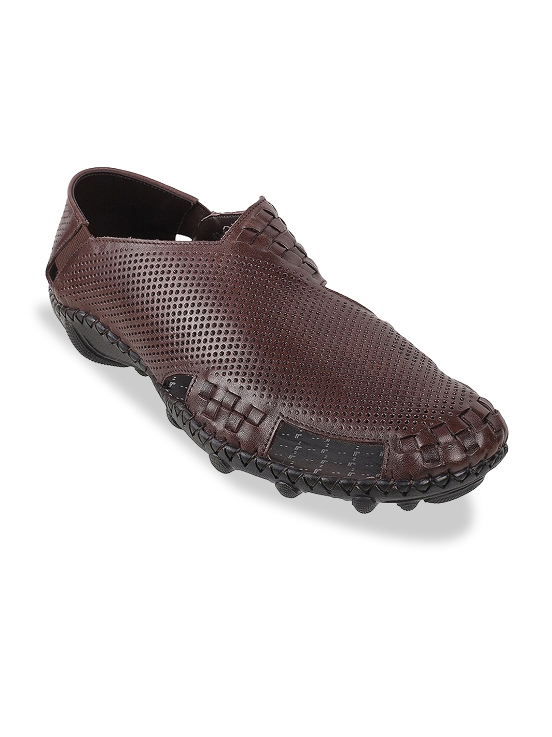 

DAVINCHI Men Leather Shoe-Style Sandals, Brown