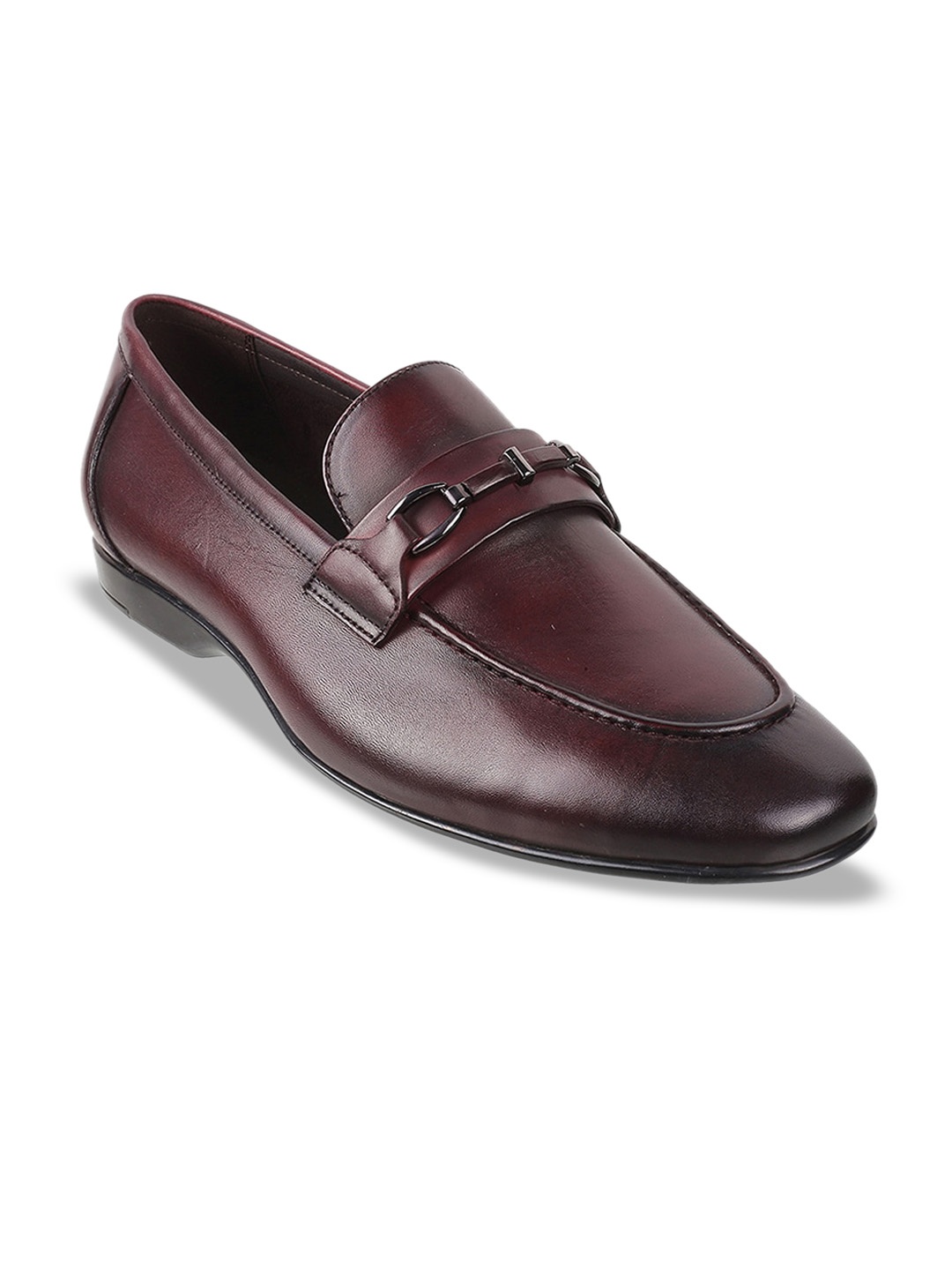 

DAVINCHI Men Textured Leather Formal Loafers, Maroon