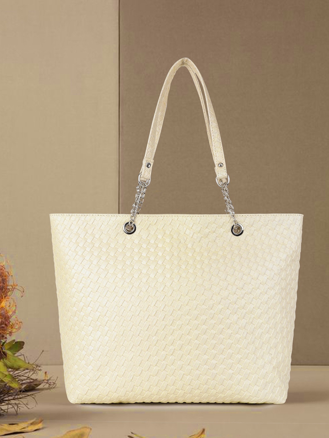 

OsaiZ Textured Structured Oversized Shoulder Bag, Off white